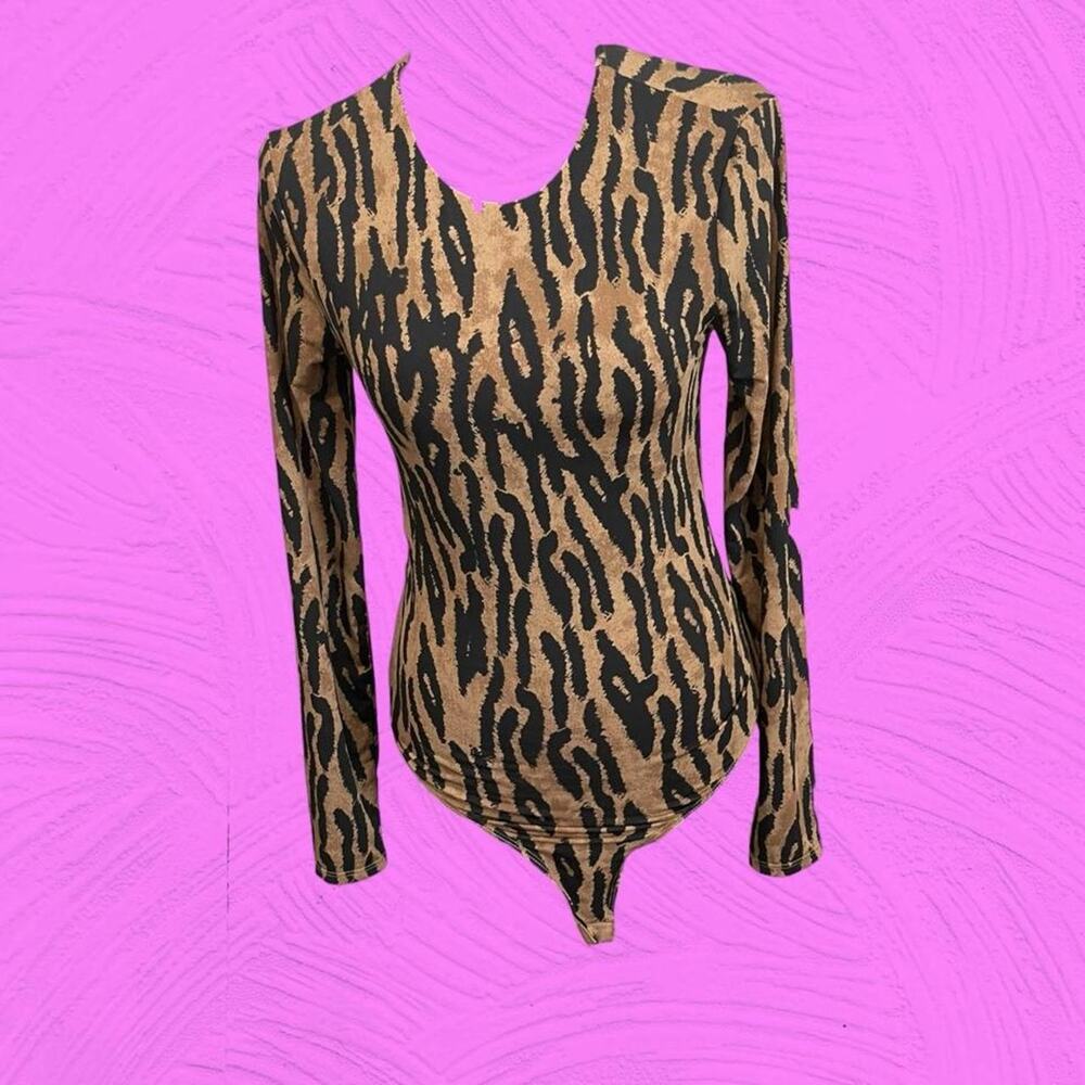 Leopard Print Long Sleeve Bodysuit